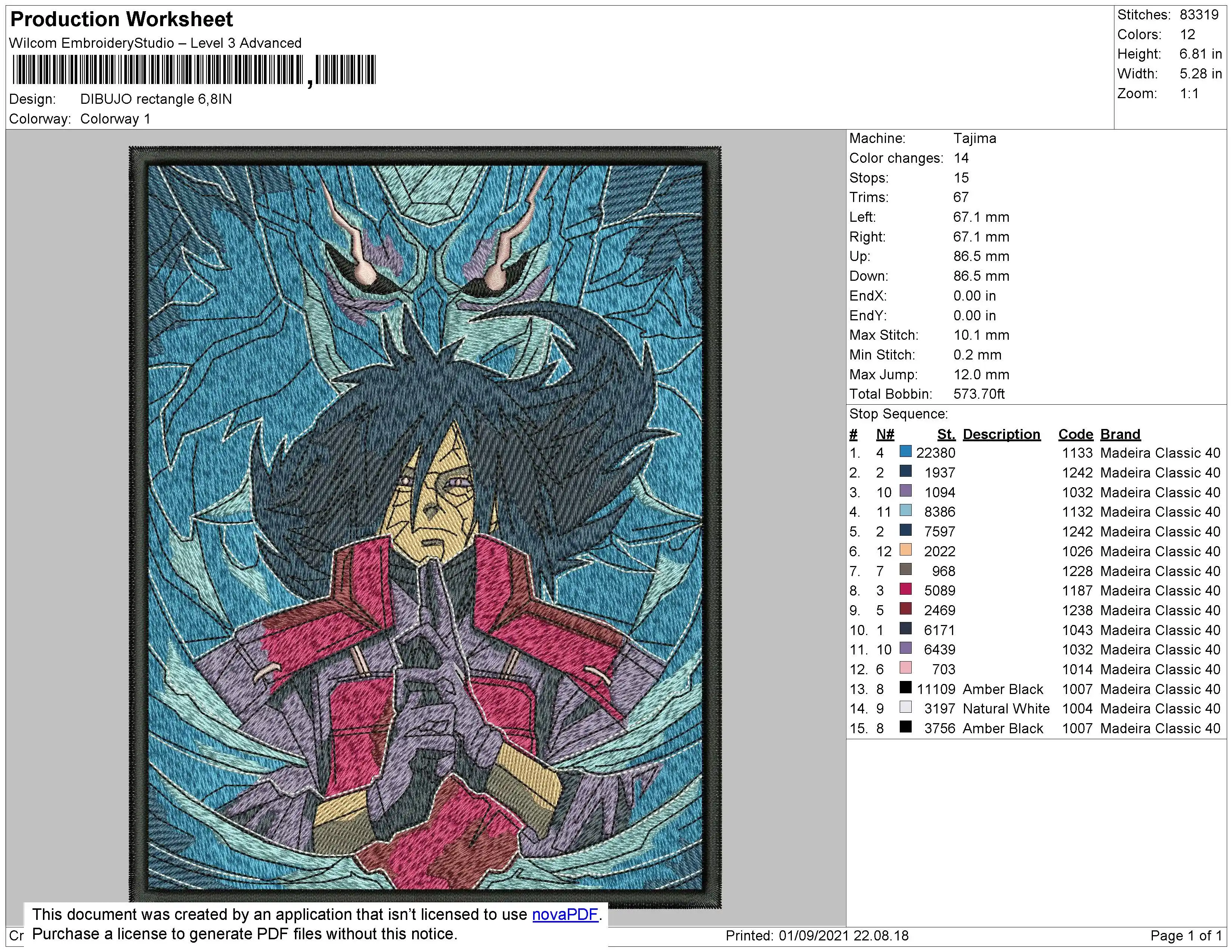 Alternative view of  Naruto Embroidered Artwork 