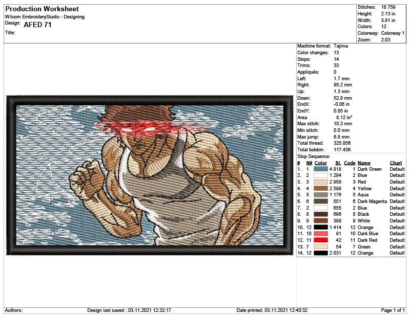Alternative view of  Embroidered Anime Warrior Design 