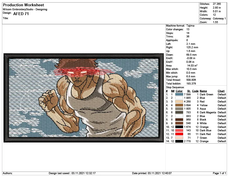Alternative view of  Embroidered Anime Warrior Design 