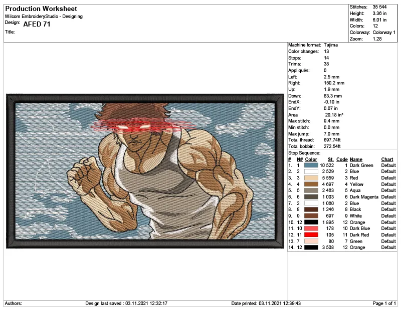 Alternative view of  Embroidered Anime Warrior Design 
