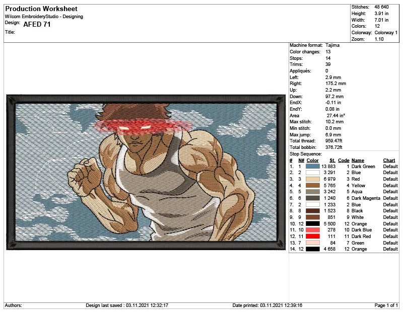 Alternative view of  Embroidered Anime Warrior Design 