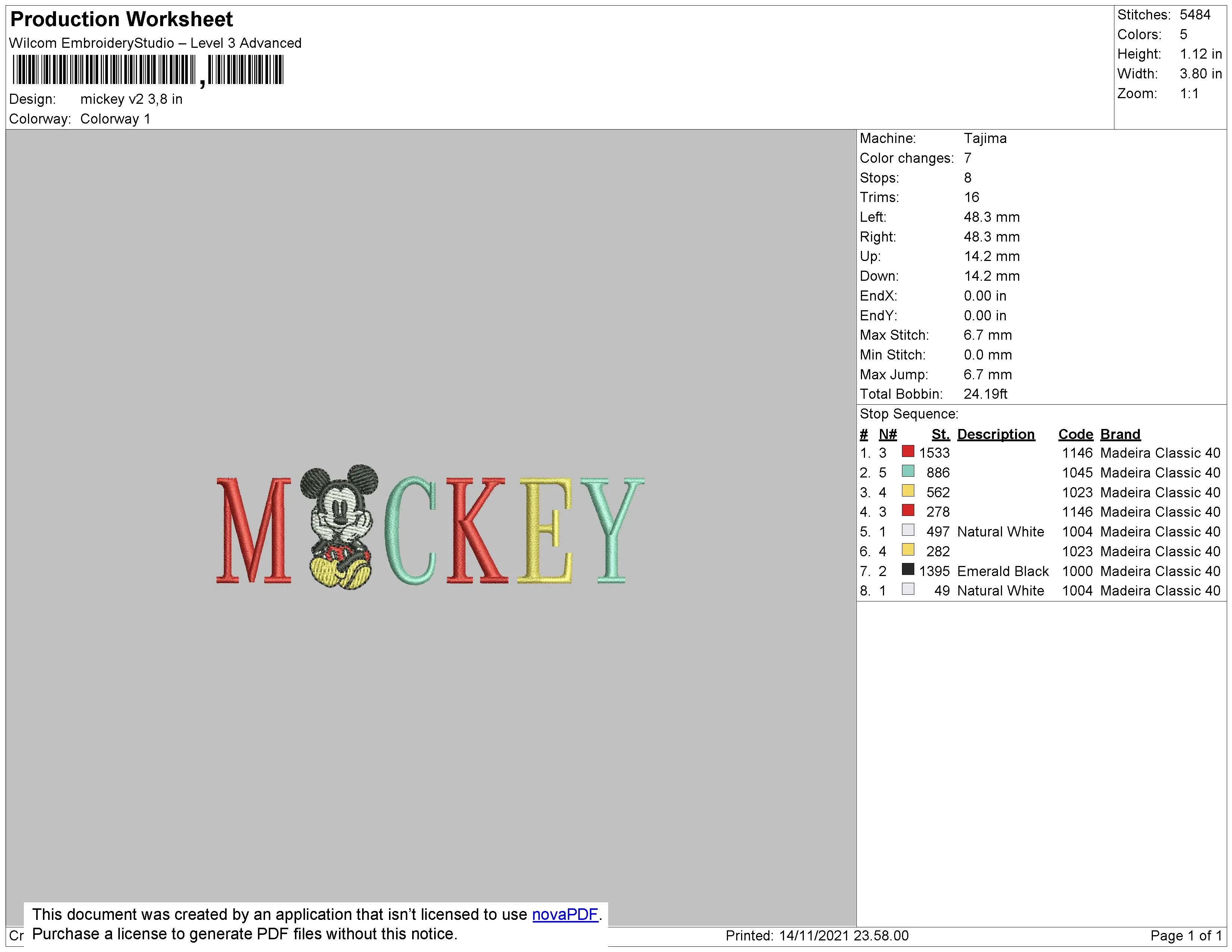 Alternative view of  Mickey Mouse Embroidery Design 