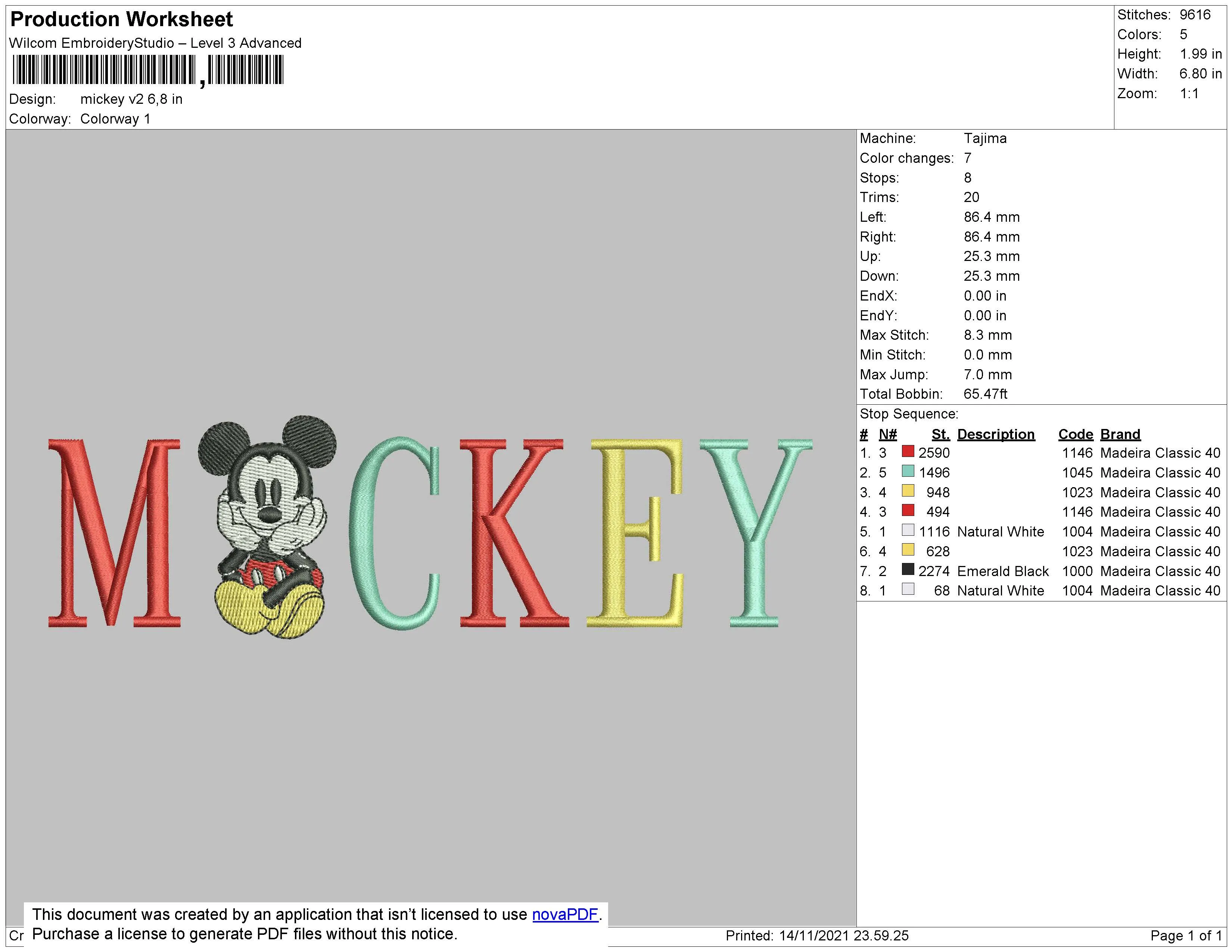 Alternative view of  Mickey Mouse Embroidery Design 