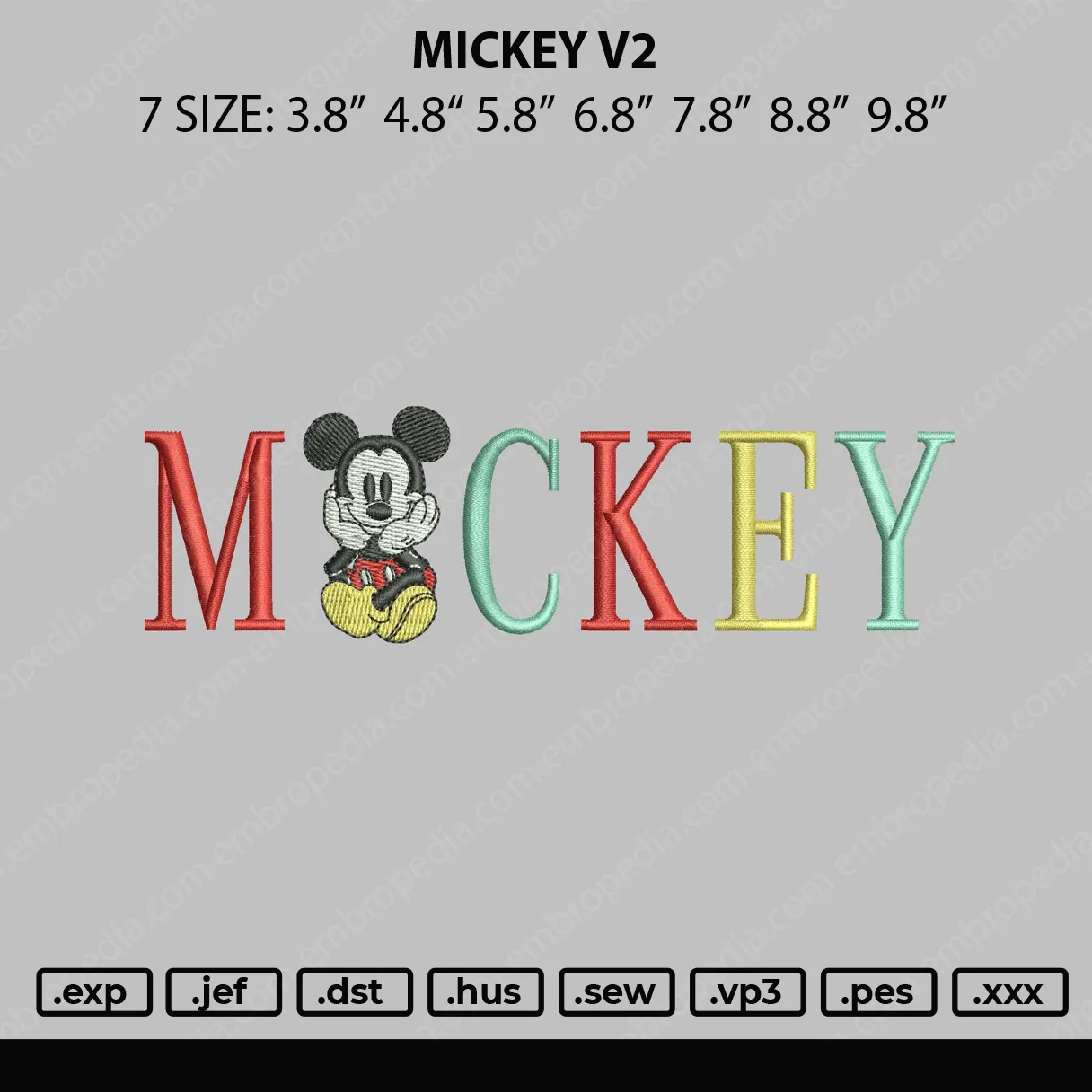 Alternative view of  Mickey Mouse Embroidery Design 