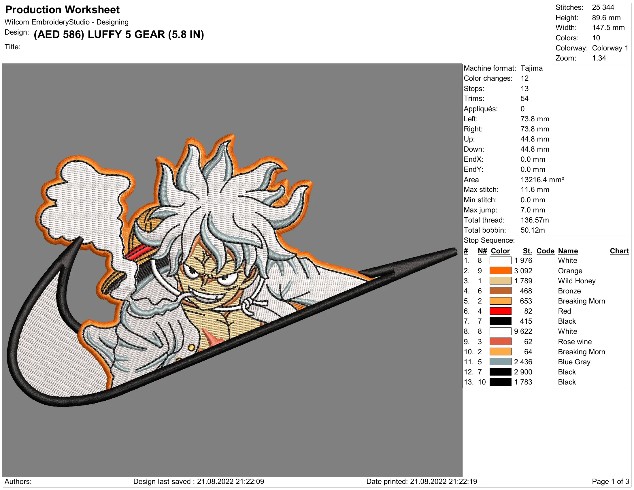 Alternative view of  Embroidered Gintama Parody Design 