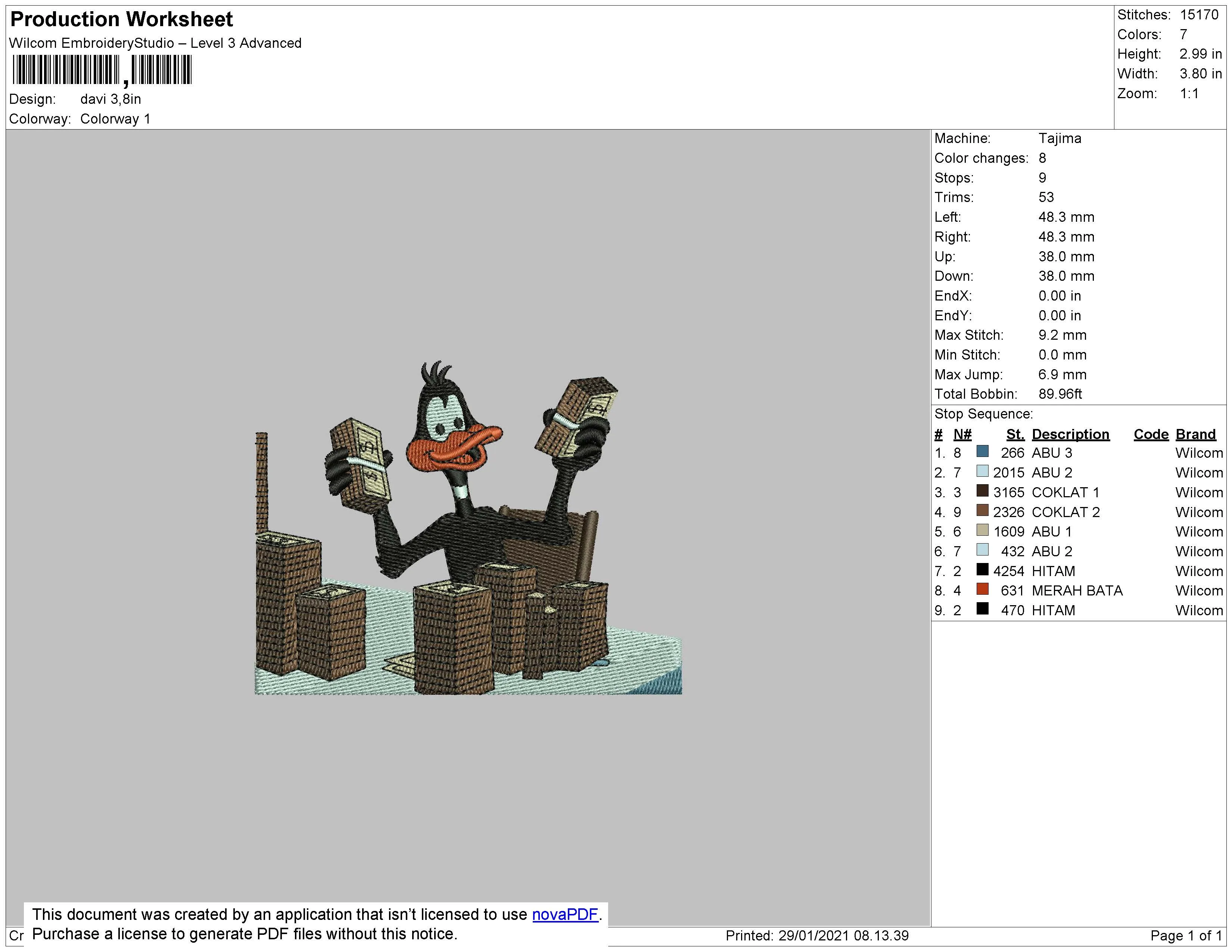 Alternative view of  Stitched Daffy Duck Money Stack 