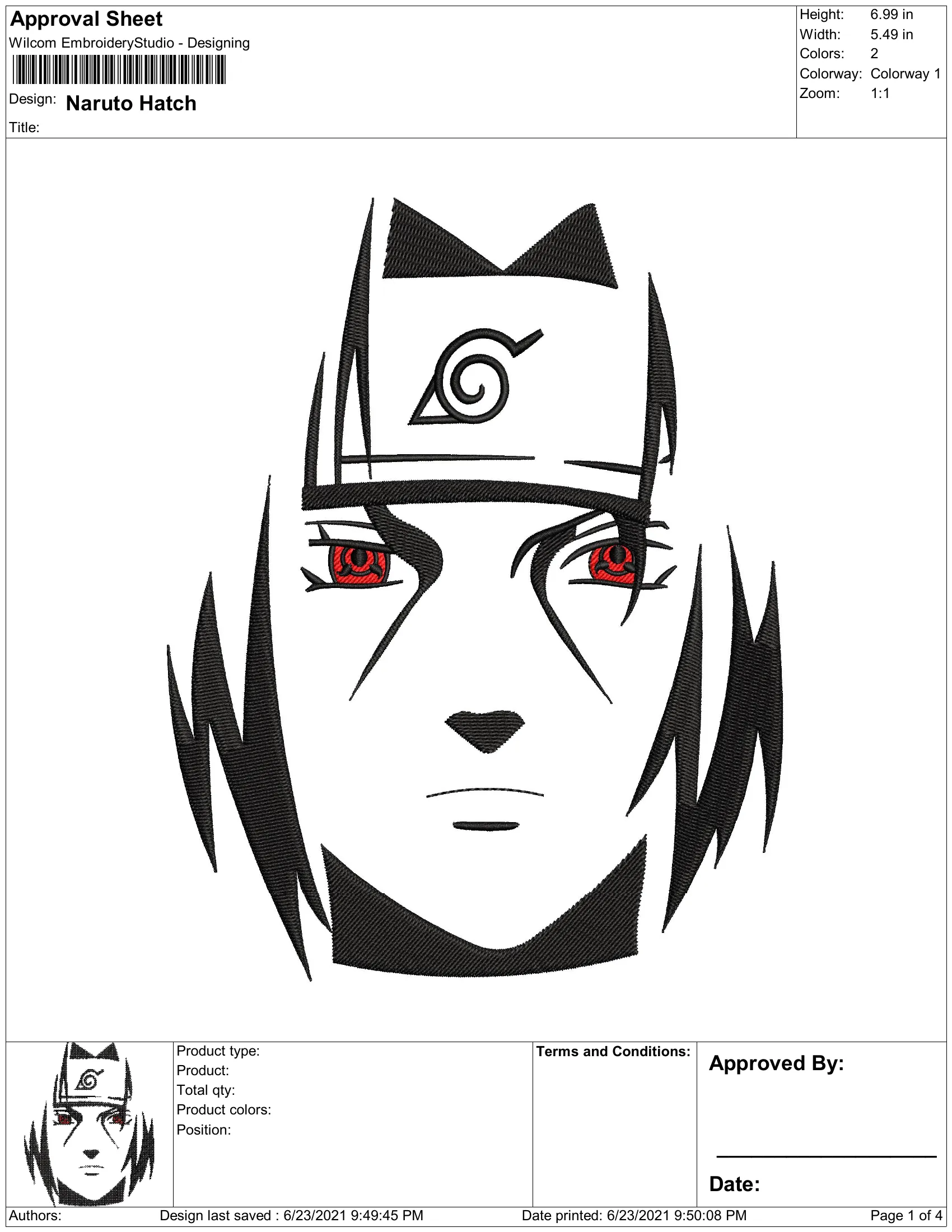Alternative view of  Naruto Itachi Silhouette Embroidery 