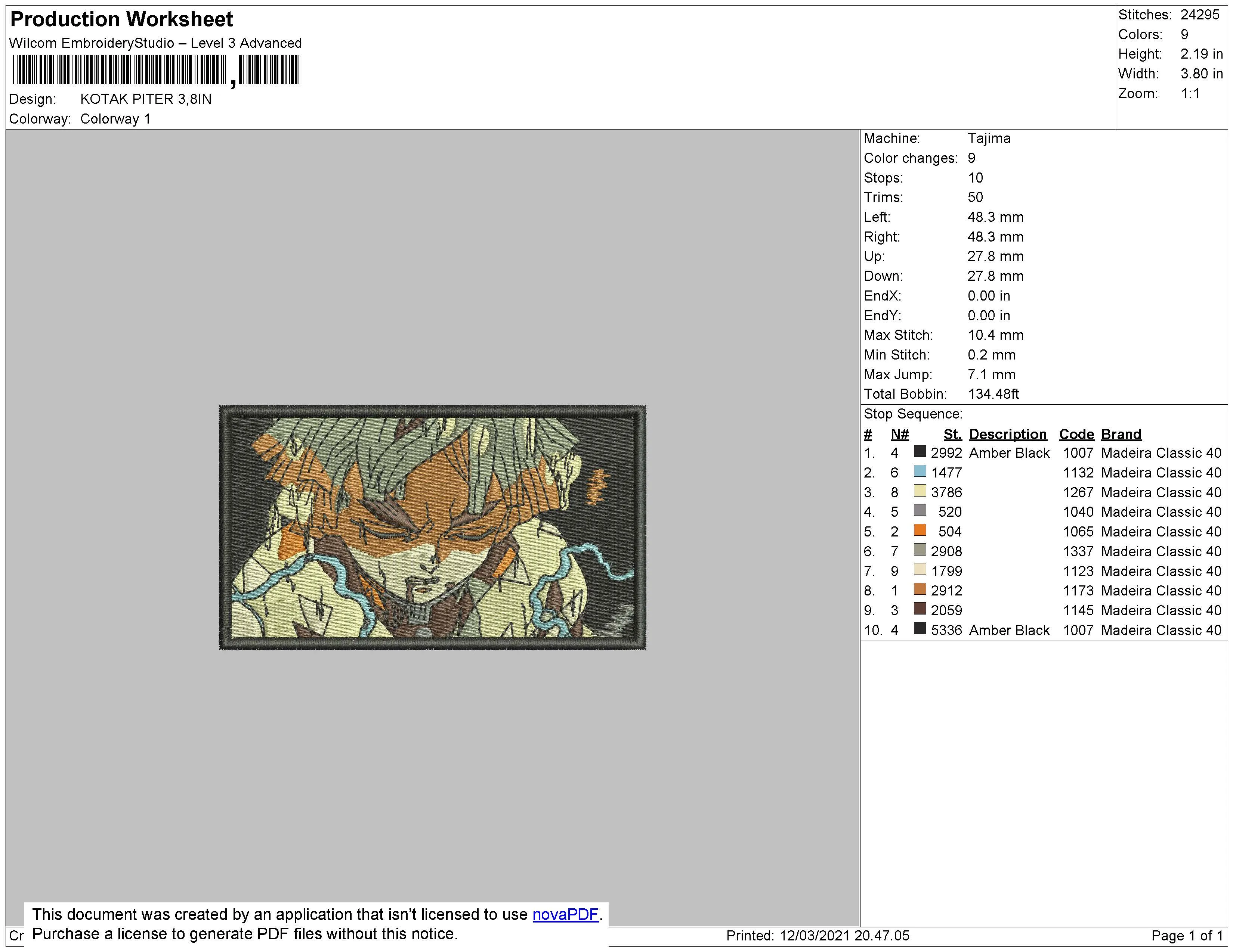 Alternative view of  Embroidered Anime Character Design 