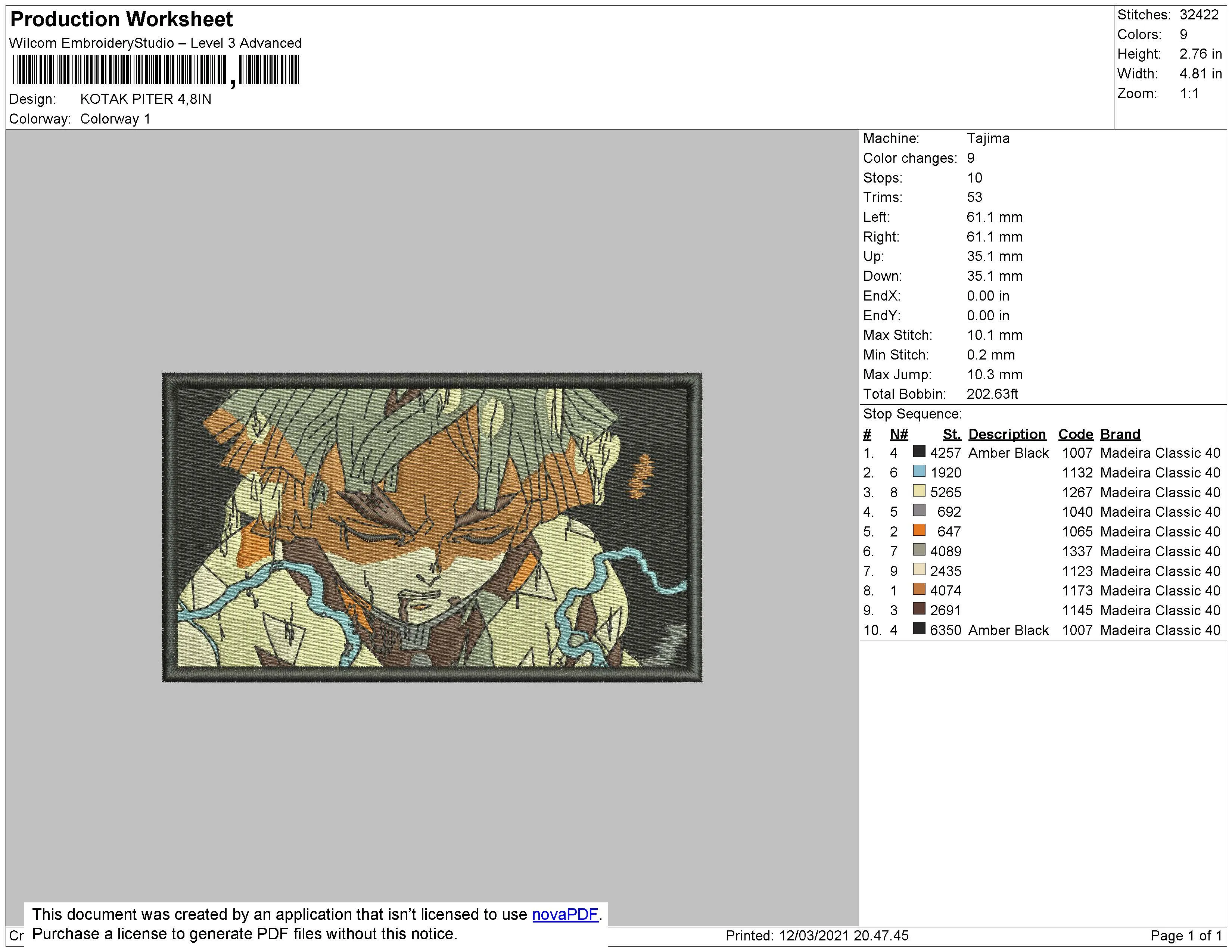 Alternative view of  Embroidered Anime Character Design 