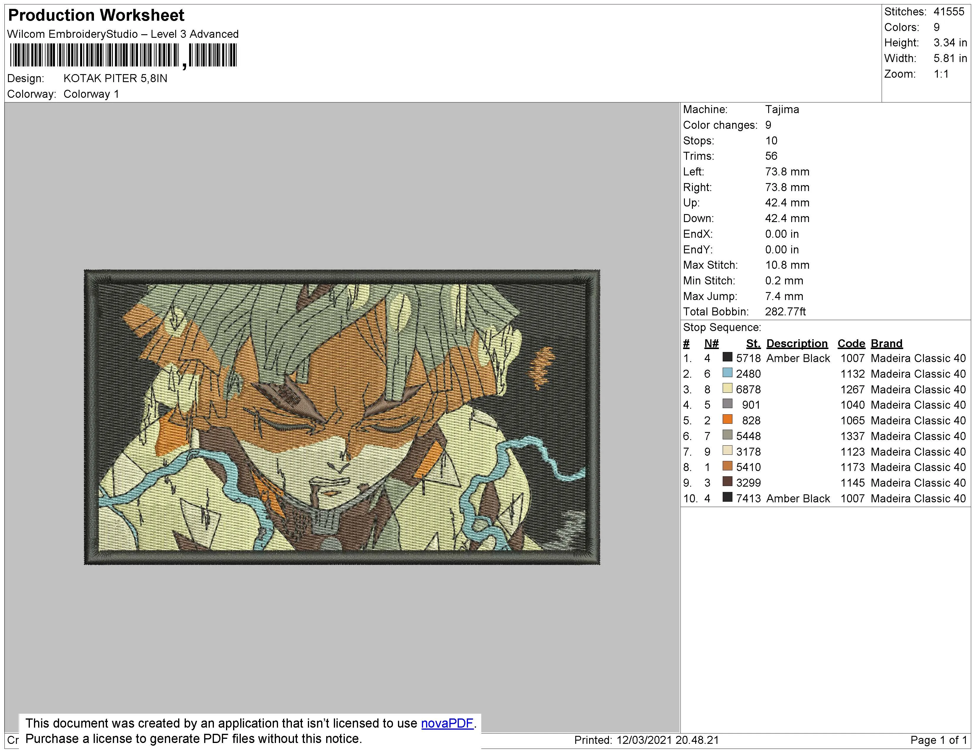 Alternative view of  Embroidered Anime Character Design 