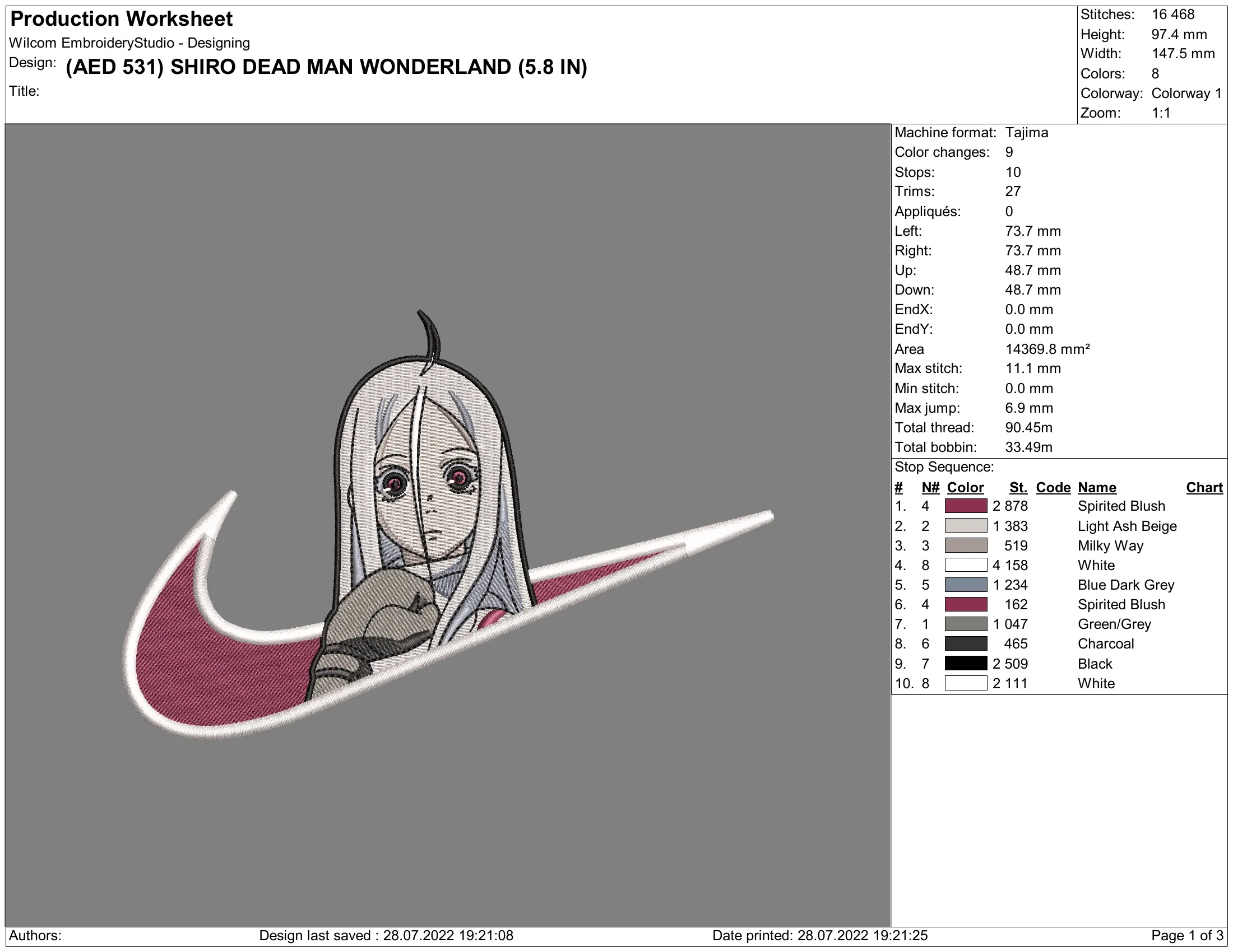Alternative view of  Embroidered Shiro Dead Man Wonderland 