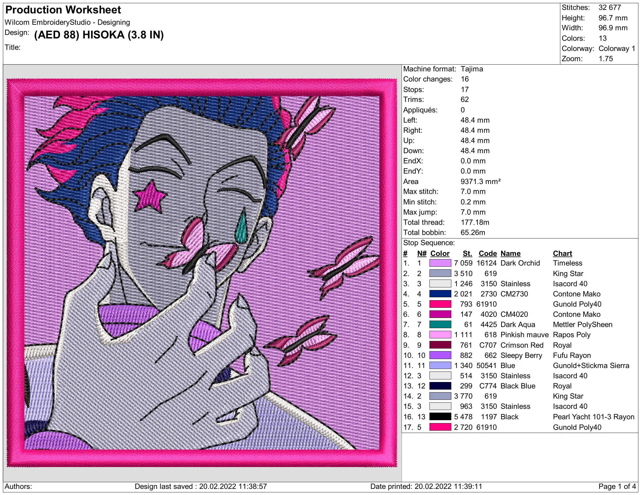 Alternative view of  Hisoka Embroidery Design 