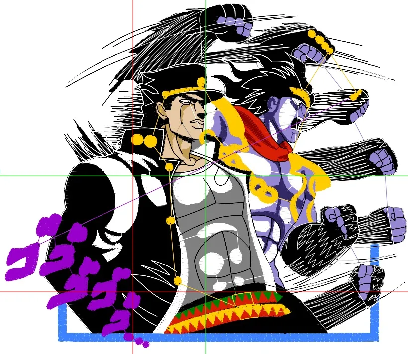 Alternative view of  Jotaro vs. Dio Embroidered Battle 