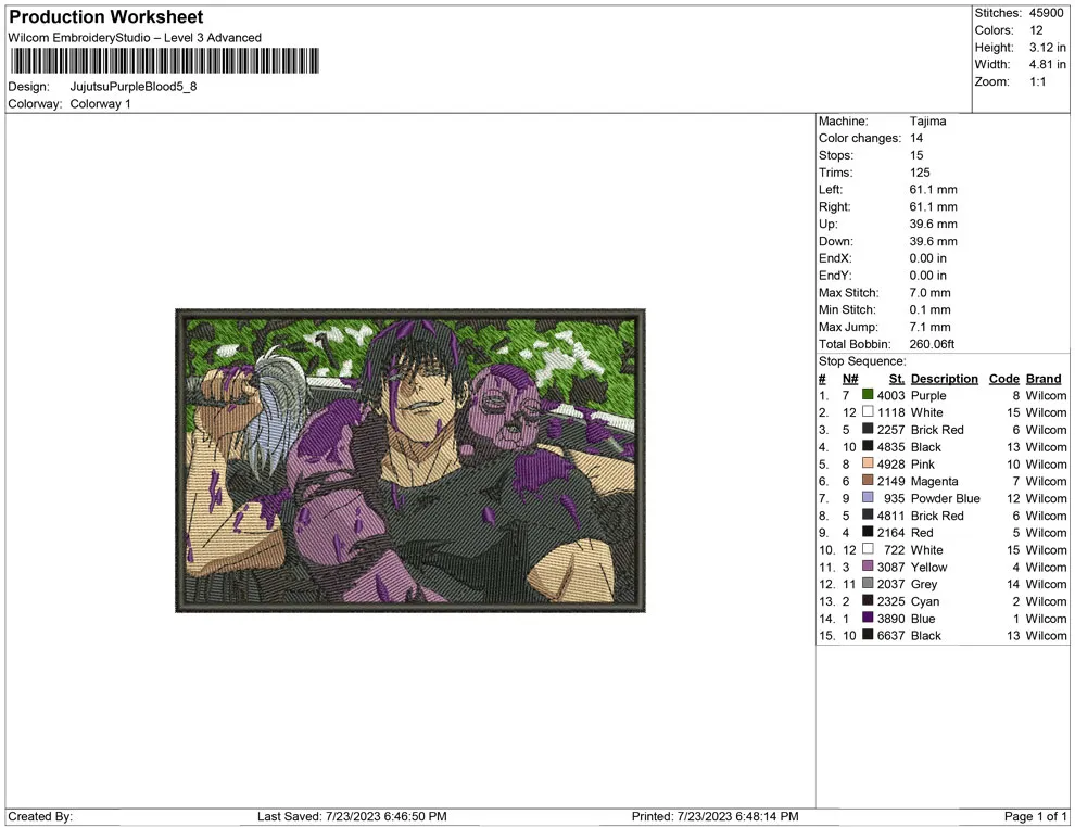 Alternative view of  Embroidered Anime Battle Scene 