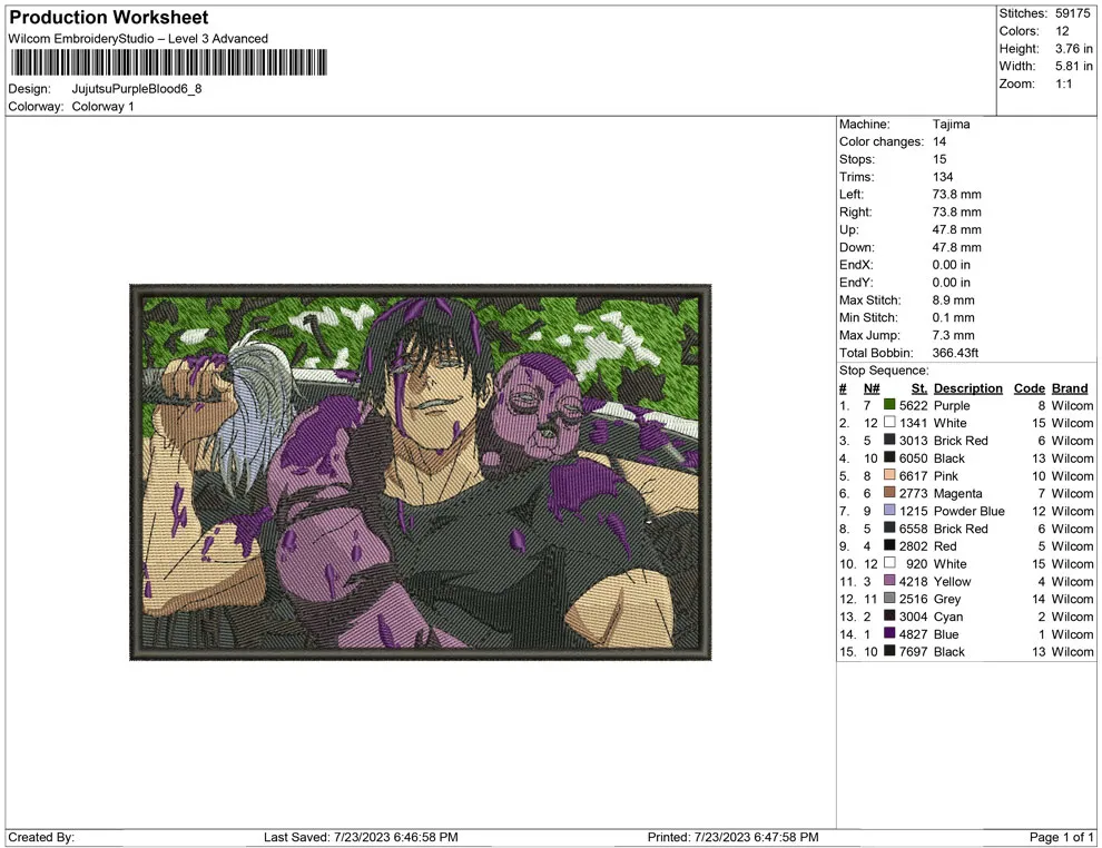 Alternative view of  Embroidered Anime Battle Scene 