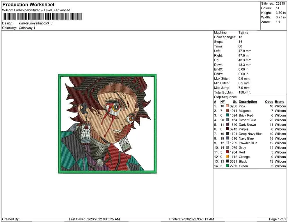 Alternative view of  Embroidered Demon Slayer Tanjiro 