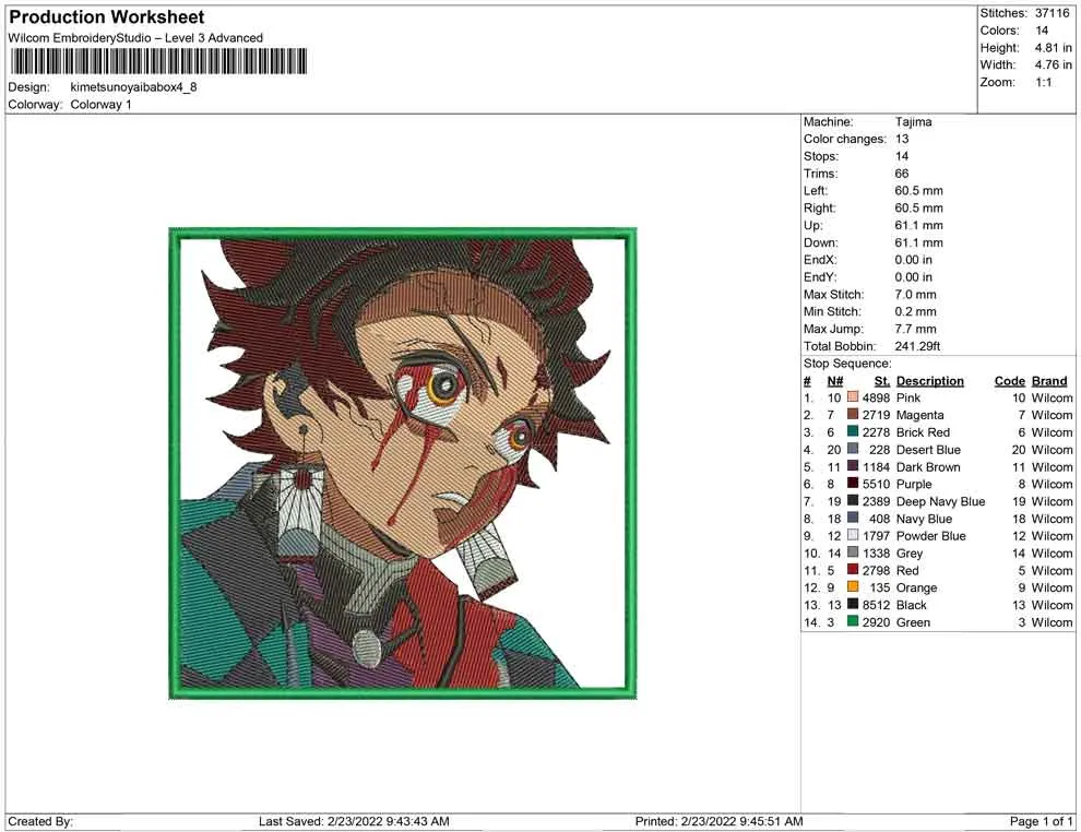 Alternative view of  Embroidered Demon Slayer Tanjiro 