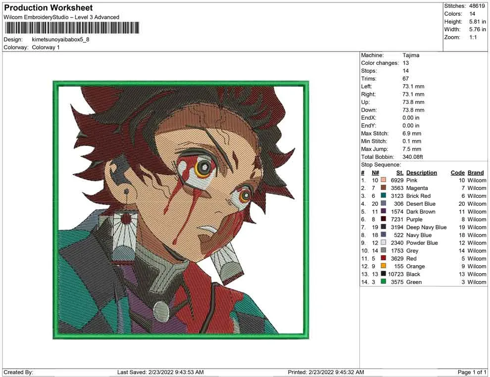 Alternative view of  Embroidered Demon Slayer Tanjiro 