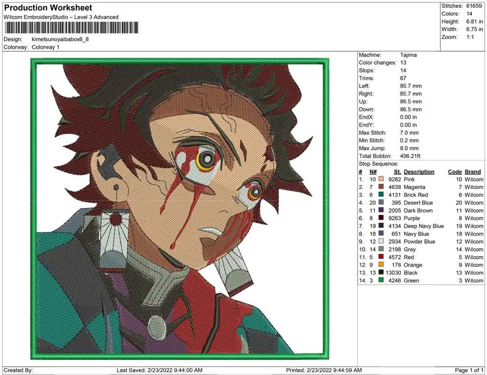 Alternative view of  Embroidered Demon Slayer Tanjiro 