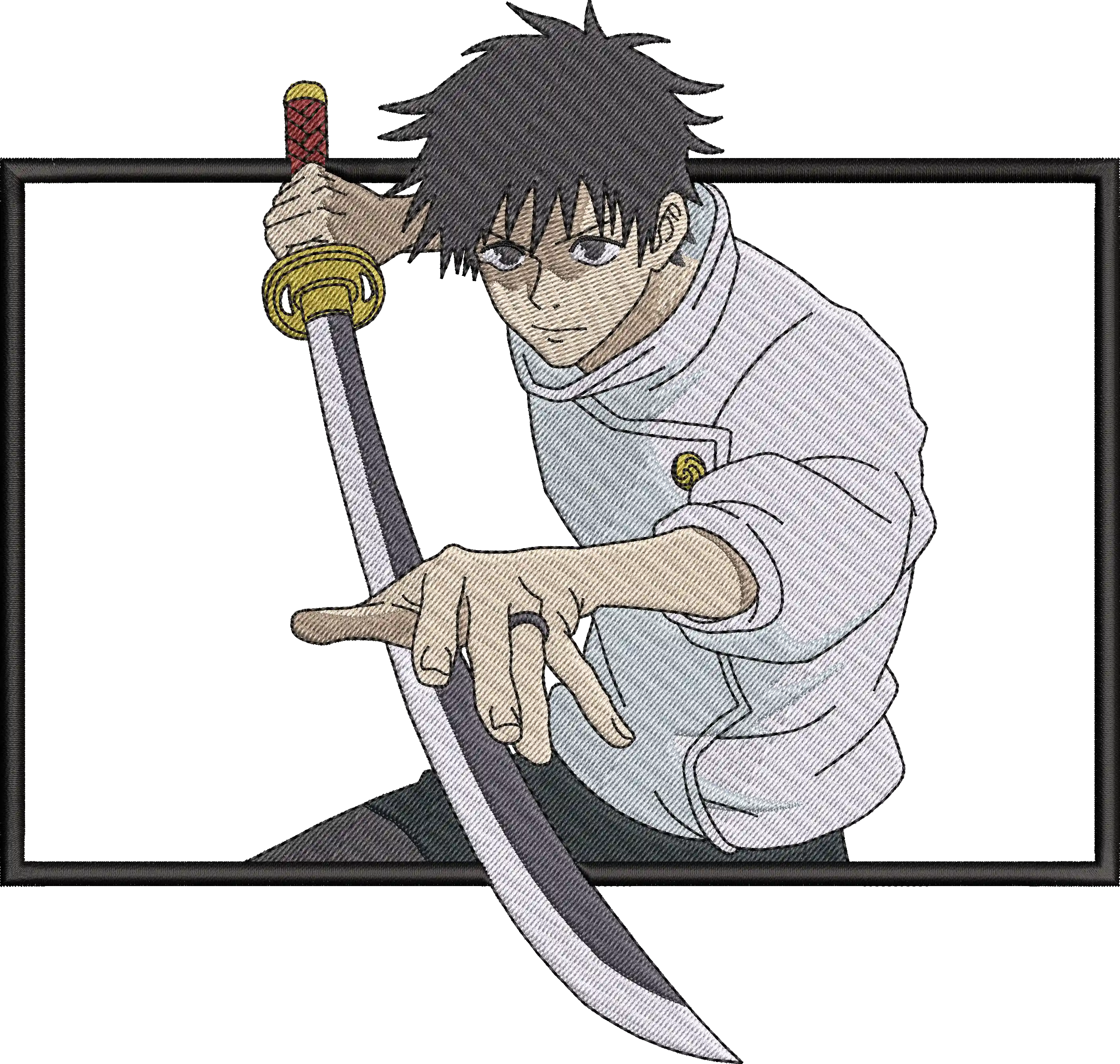 Alternative view of  Embroidered Anime Swordsman Design 