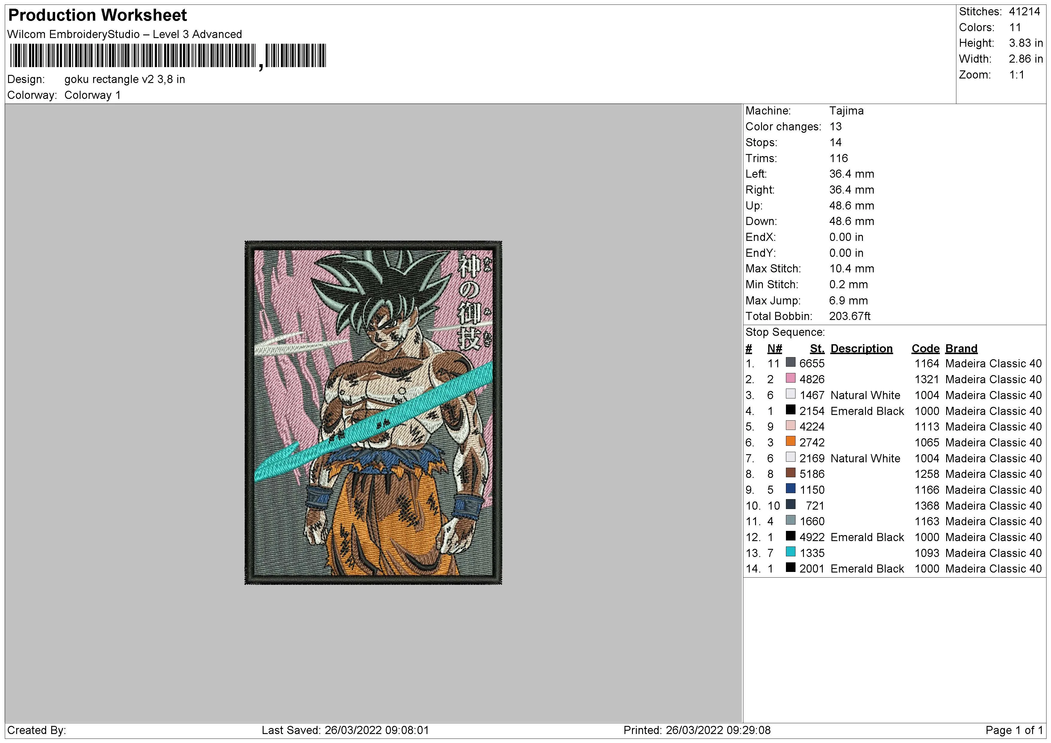 Alternative view of  Embroidered Goku Powering Up 