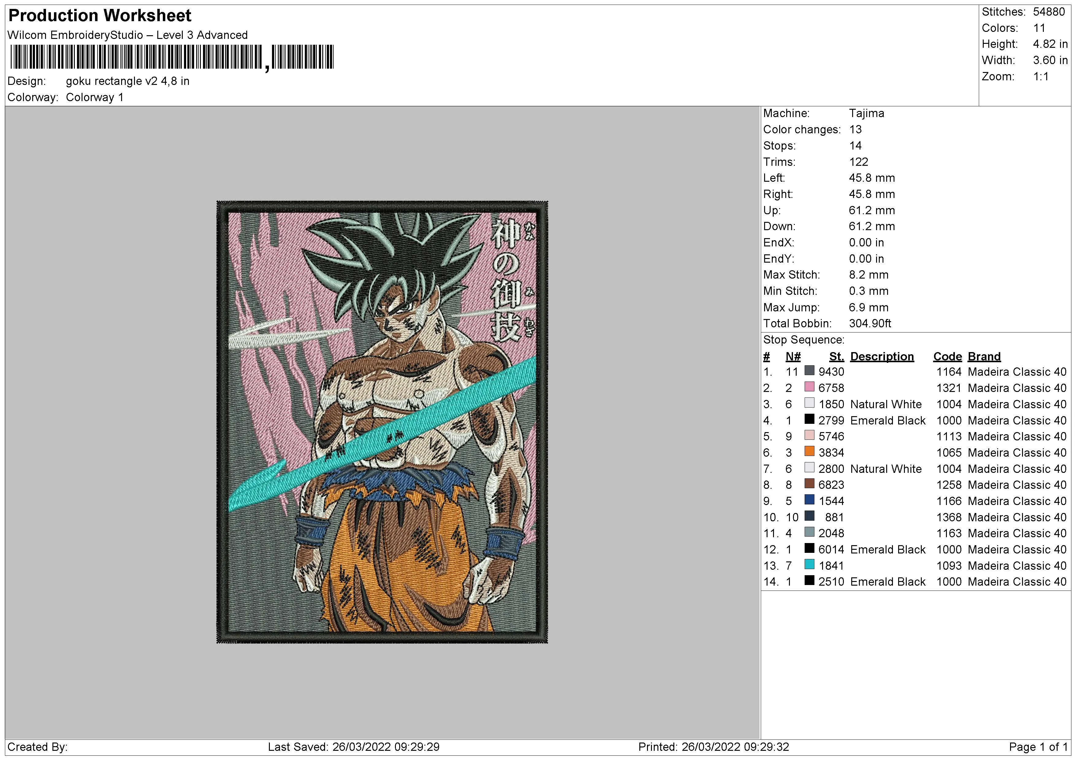 Alternative view of  Embroidered Goku Powering Up 