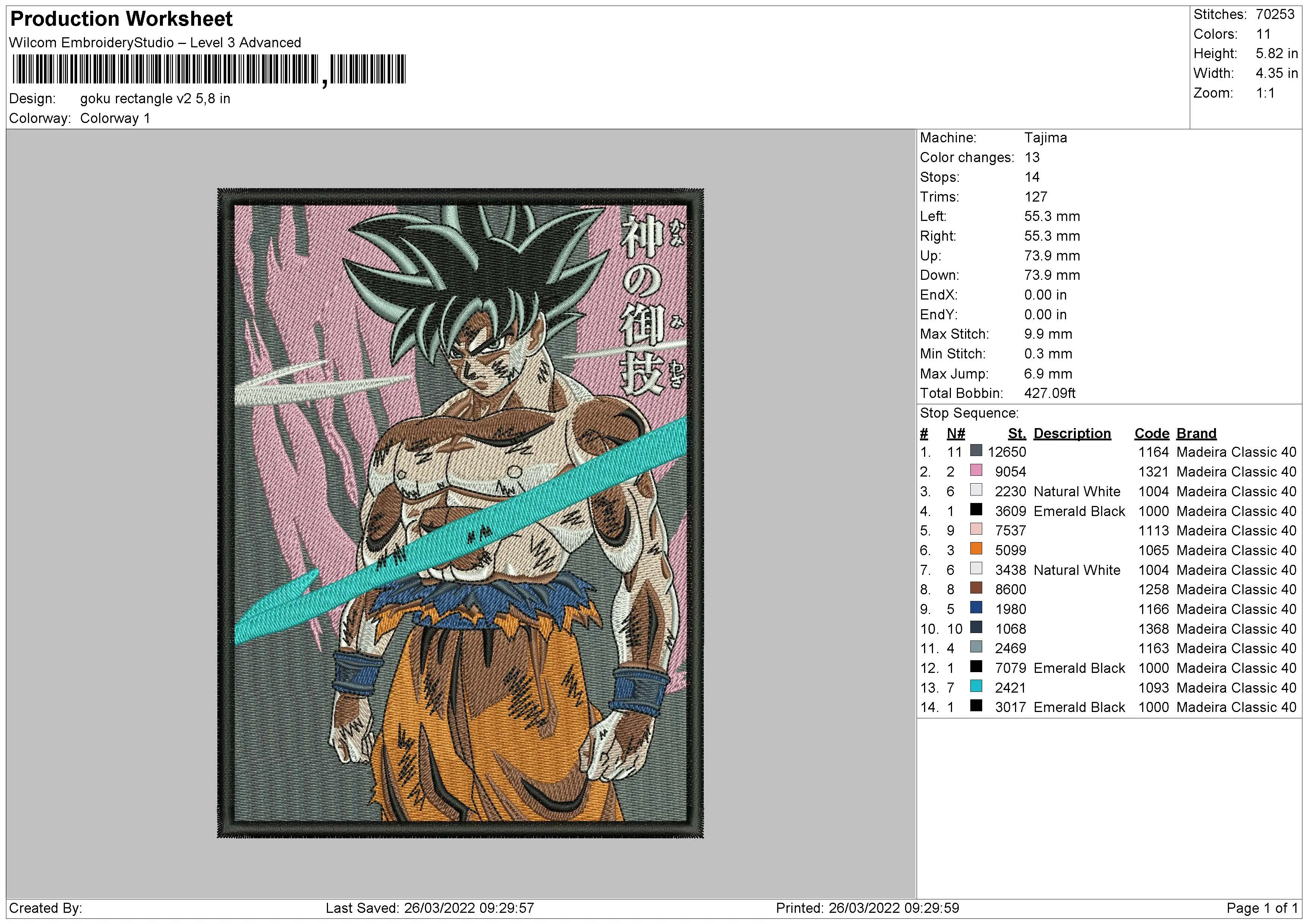 Alternative view of  Embroidered Goku Powering Up 