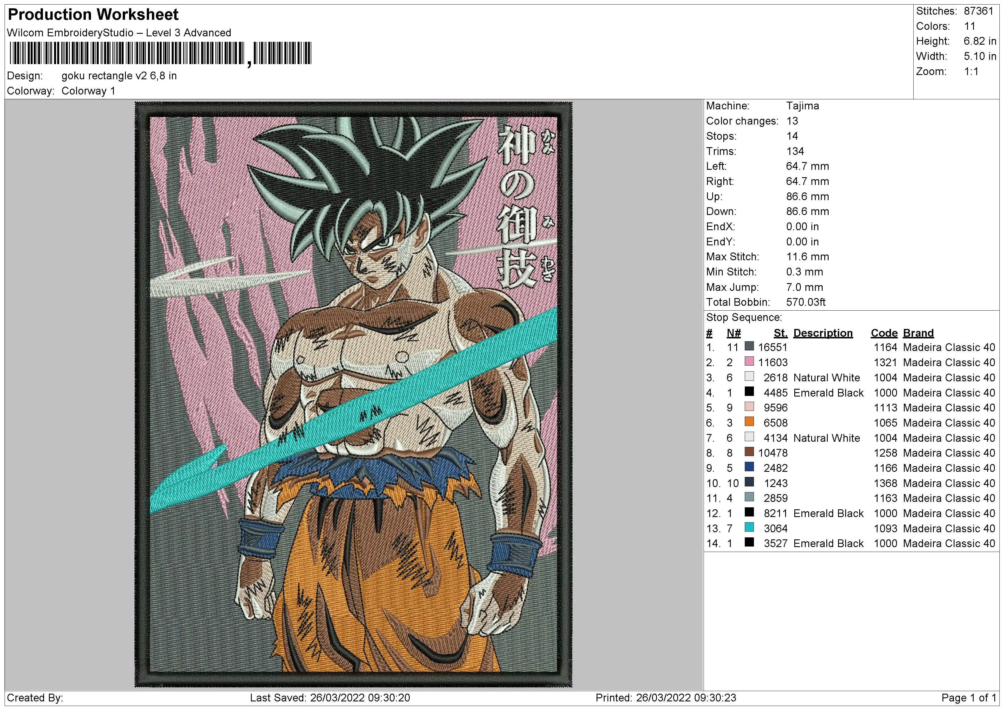 Alternative view of  Embroidered Goku Powering Up 