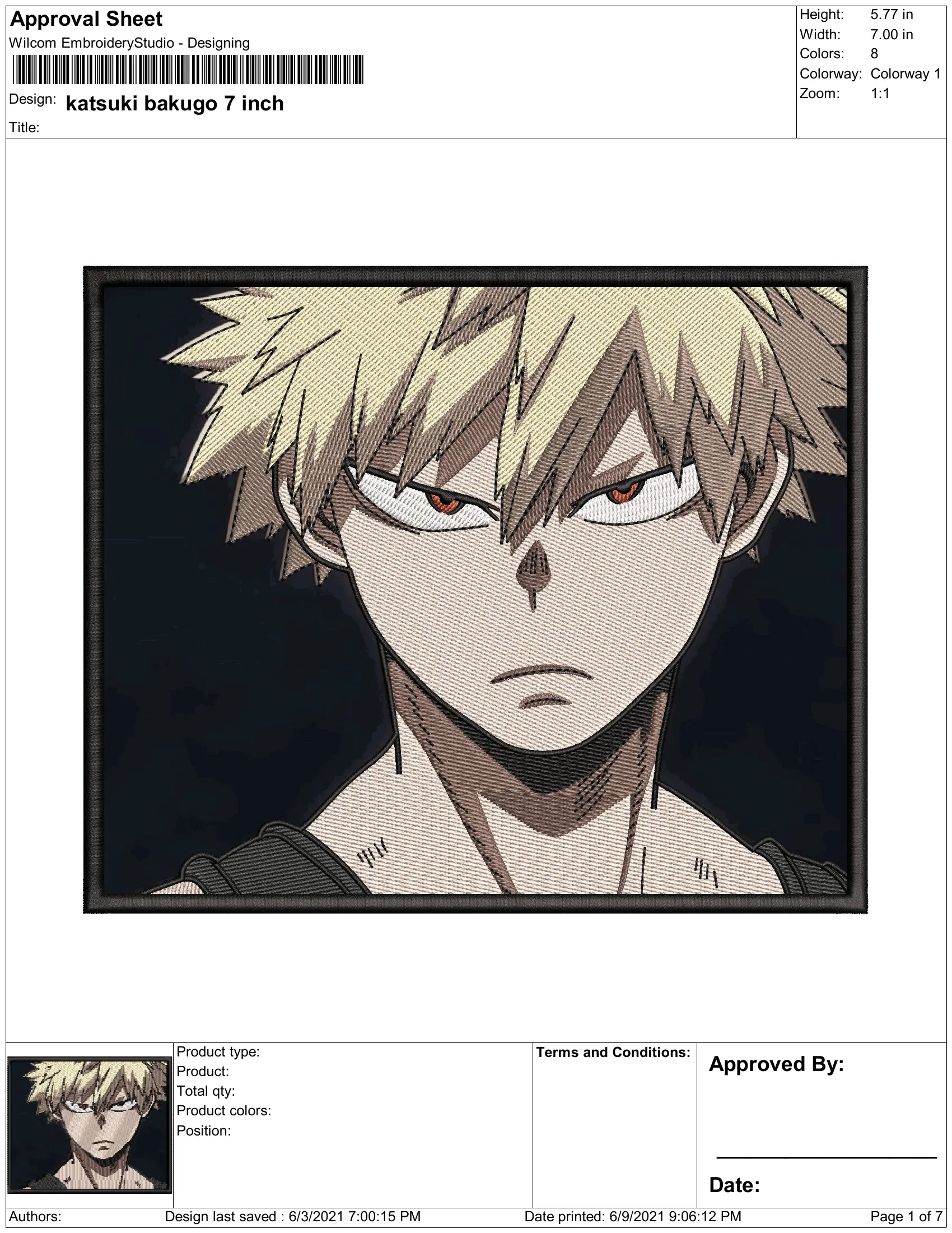 Alternative view of  Katsuki Bakugo Embroidered Portrait 