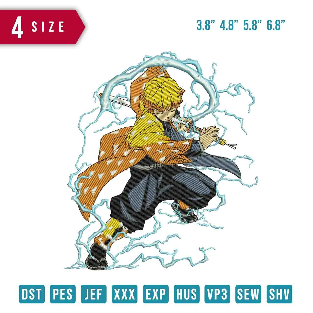 Alternative view of  Zenitsu Thunder Breathing Embroidery 