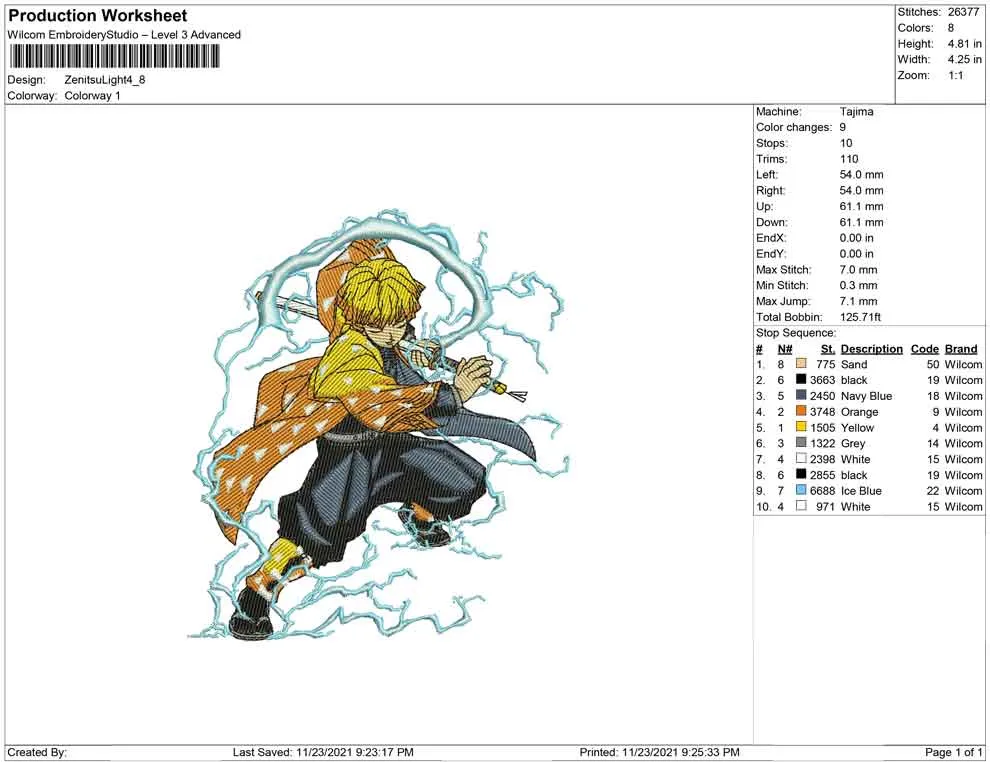 Alternative view of  Zenitsu Thunder Breathing Embroidery 