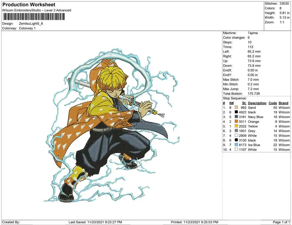 Alternative view of  Zenitsu Thunder Breathing Embroidery 