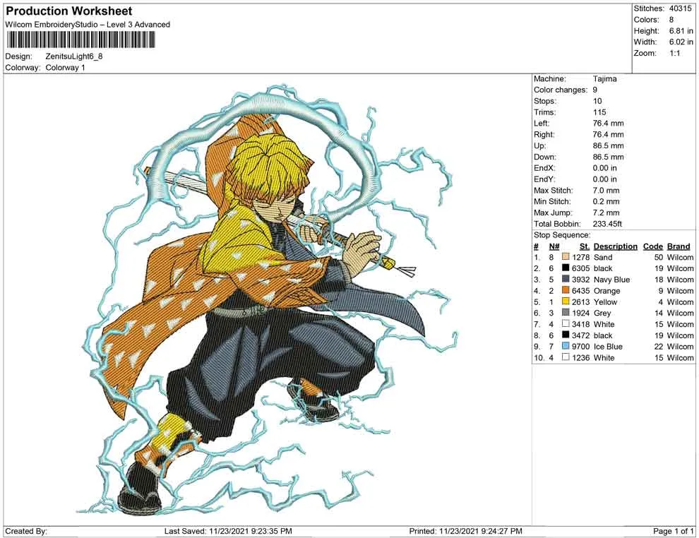 Alternative view of  Zenitsu Thunder Breathing Embroidery 