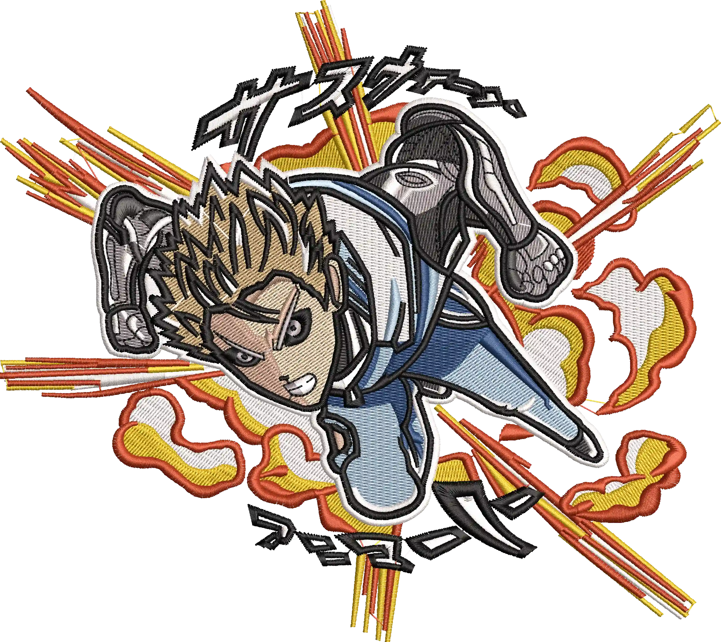 Alternative view of  Embroidered Anime Character in Action 