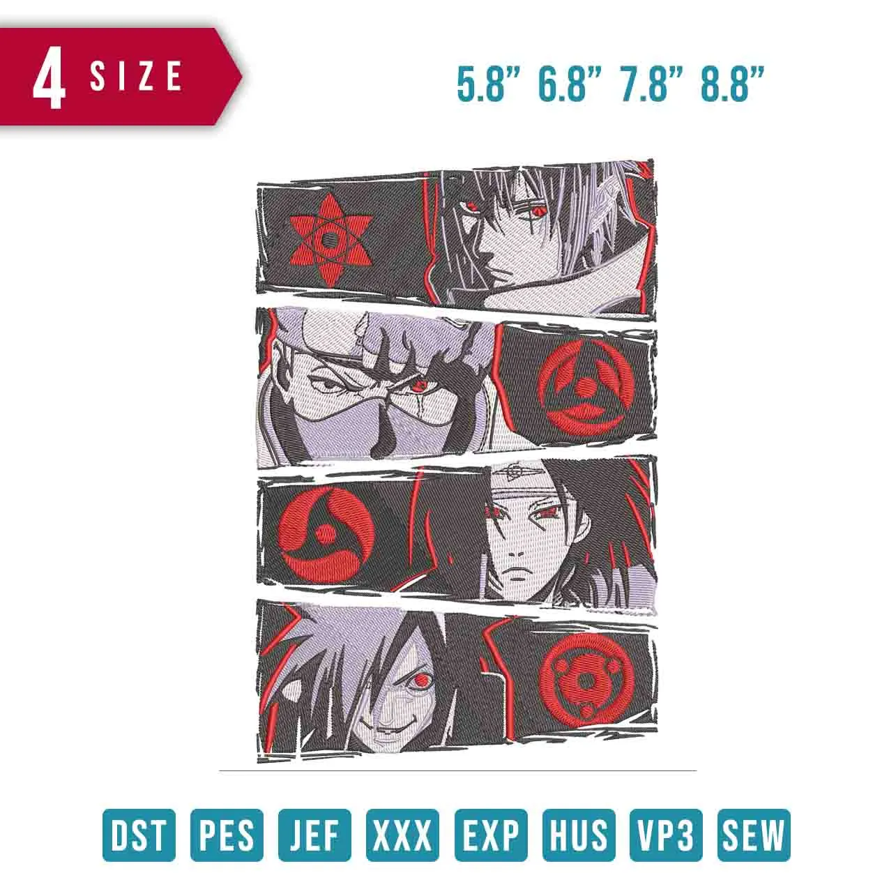 Alternative view of  Embroidered Naruto Sharingan Eyes 