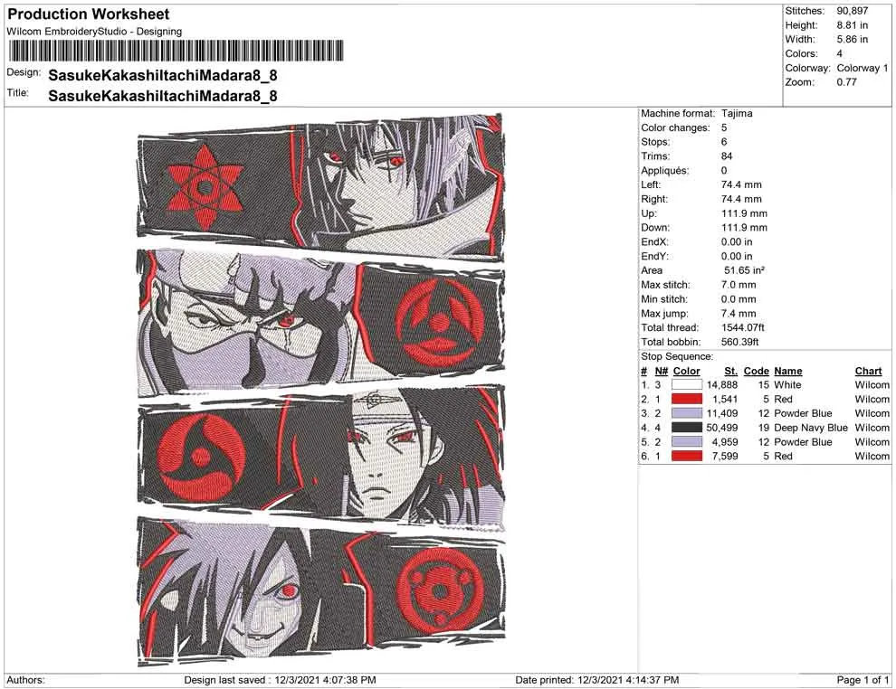 Alternative view of  Embroidered Naruto Sharingan Eyes 