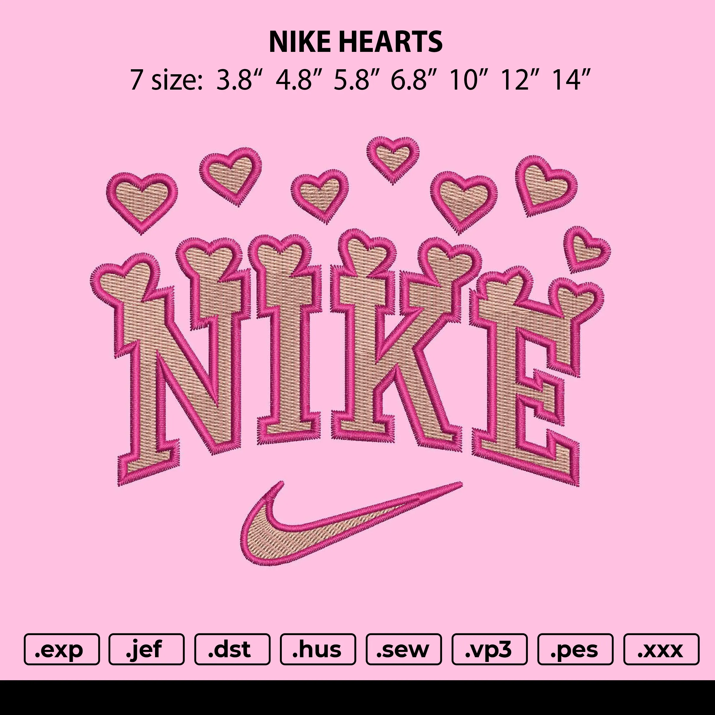 Alternative view of  Neon Pink Nike Embroidery Design 