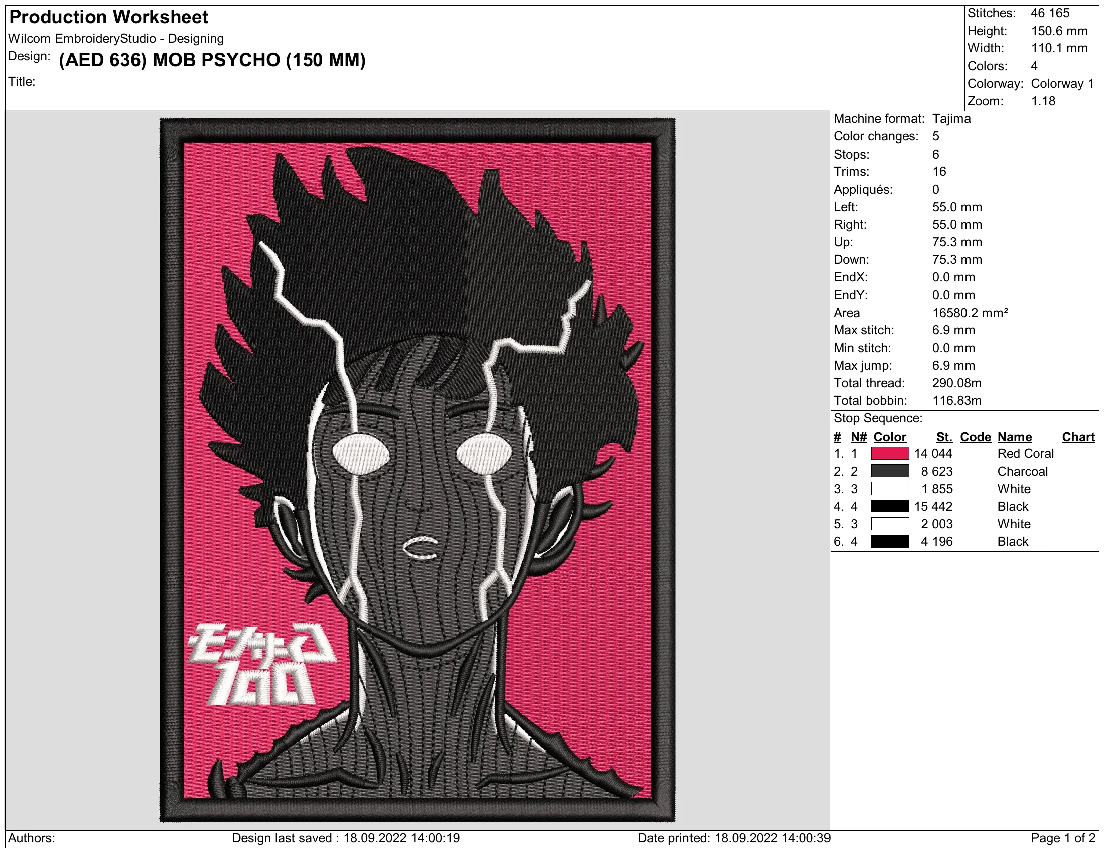 Alternative view of  Embroidered Mob Psycho Poster 