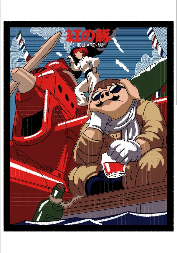 Alternative view of  Porco Rosso Embroidered Poster 