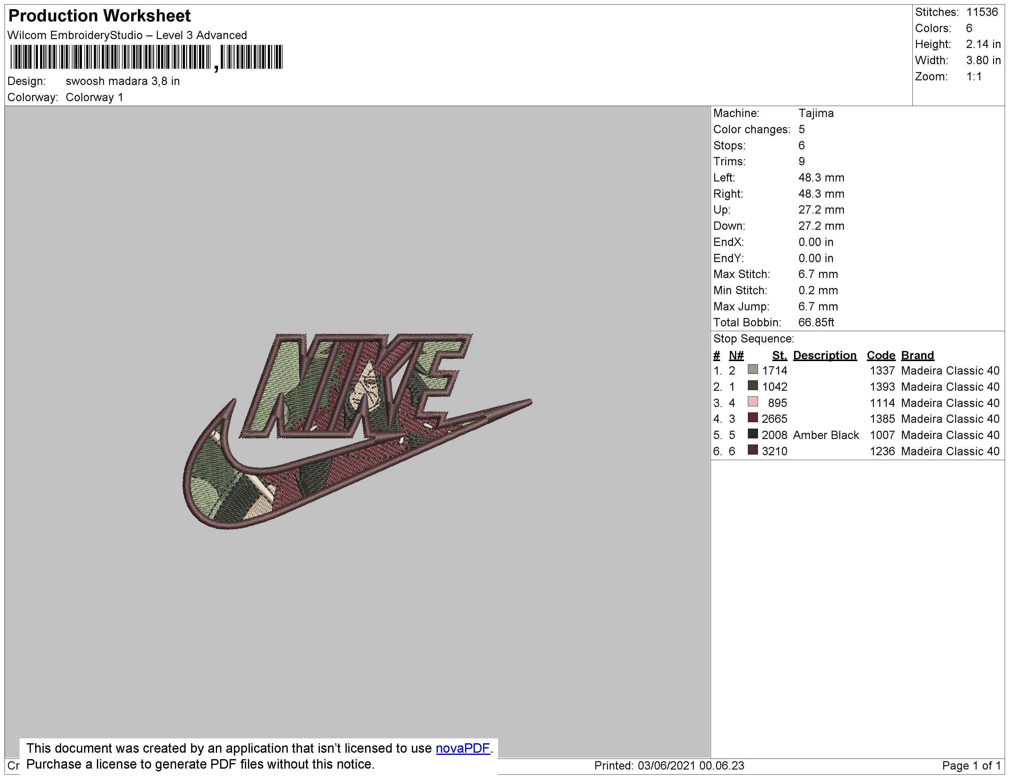 Alternative view of  Embroidered Nike Logo Design 