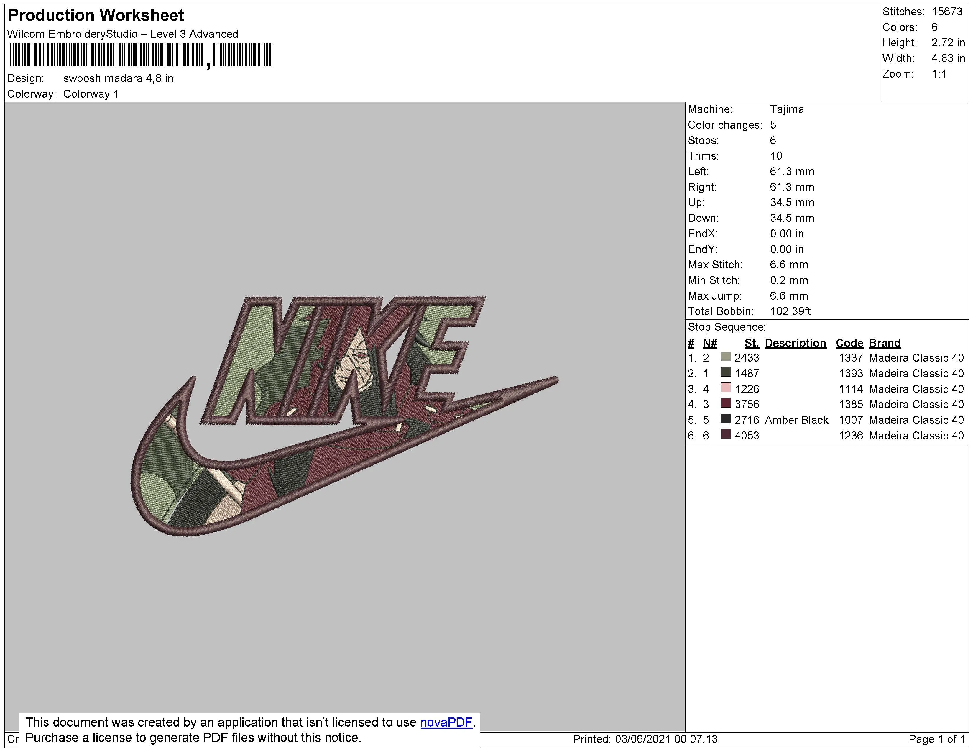 Alternative view of  Embroidered Nike Logo Design 