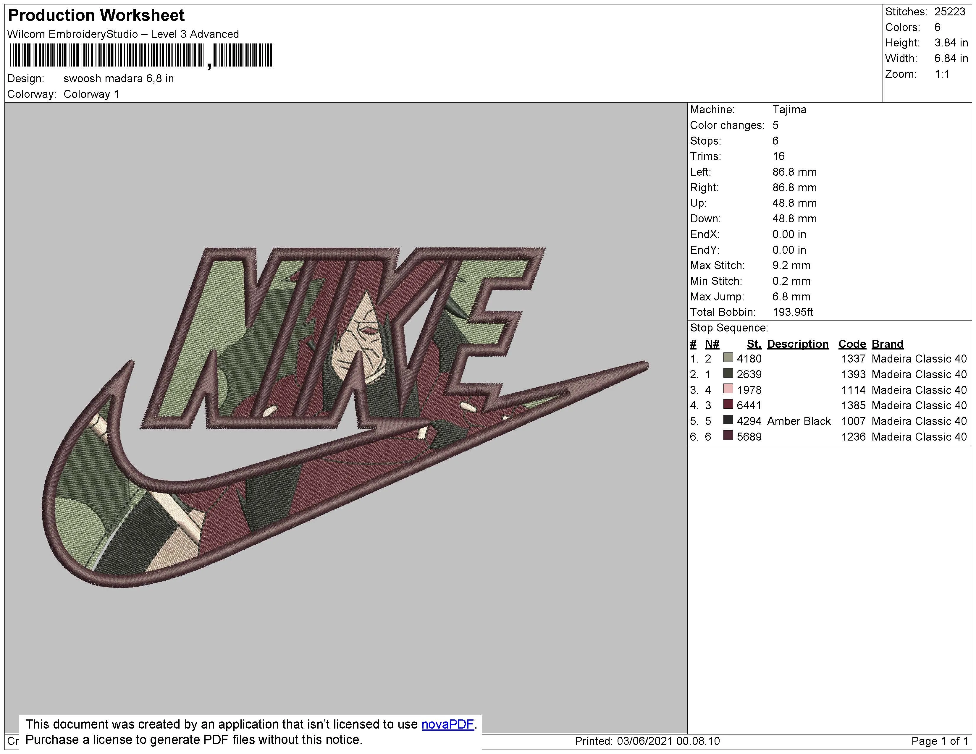 Alternative view of  Embroidered Nike Logo Design 