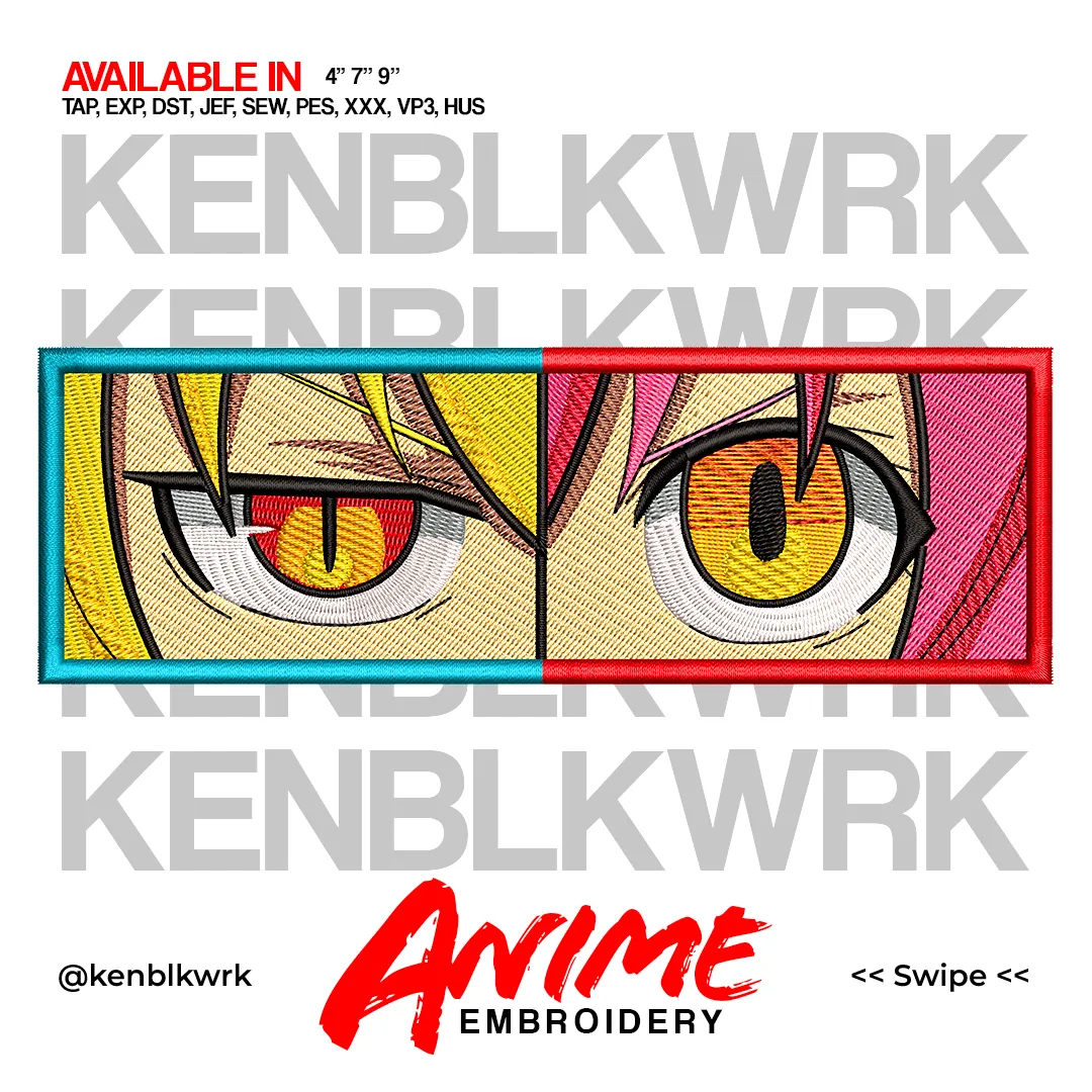 Alternative view of  Anime Eyes Embroidery Design 