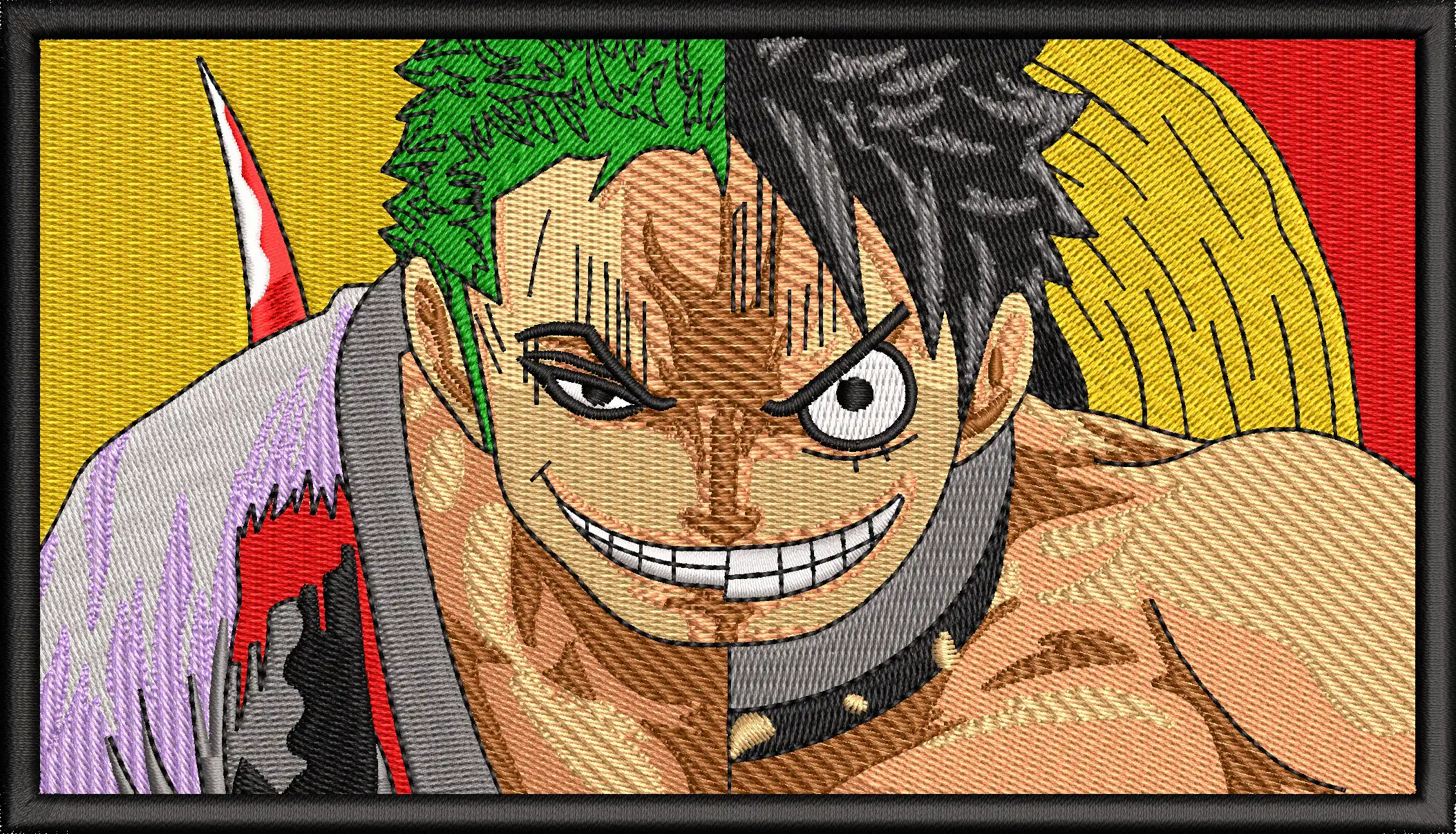 Alternative view of  Split Face Anime Embroidery Design 