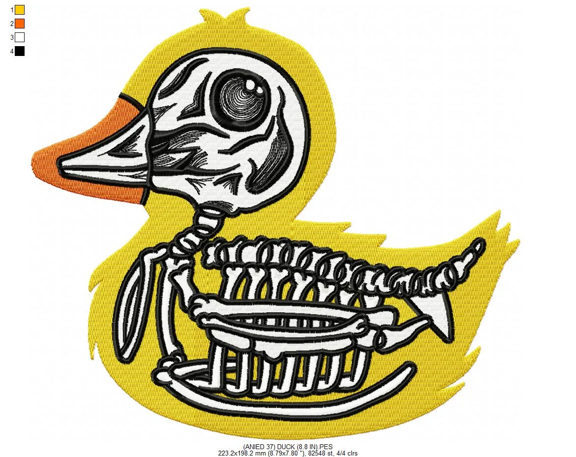 Alternative view of  Skeletal Duck Embroidery Design 